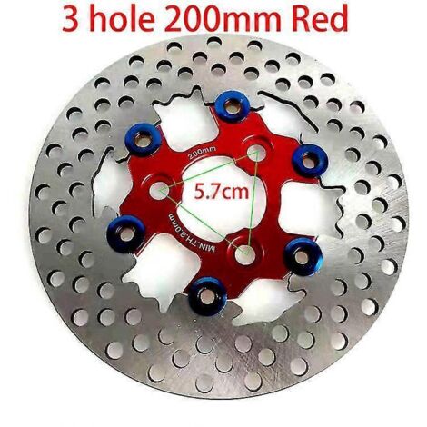 Disques de frein flottants universels en alliage d'aluminium pour moto, diamètre extérieur 200 mm/220 mm/245 mm/260 mm, plaquettes de frein à refroidissement rapide, 5,7 cm, rouge, 200 mm (1/5)