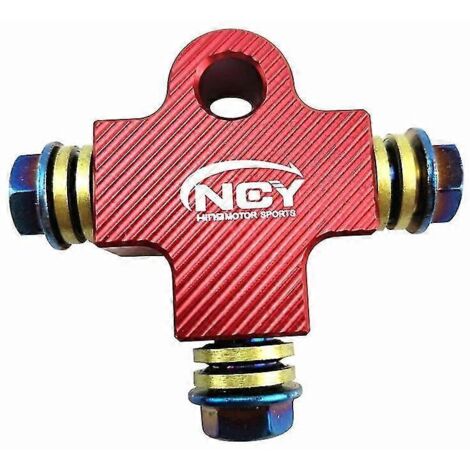 Raccord de durite de frein moto CNC 3D, connecteur à trois voies, vis banjo M101,25 mm pour système de freinage double Honda, Yamaha, Kawasaki - rouge (1/5)
