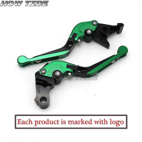 Logo laser pour Kawasaki Z750 (sauf modèle Z750s) 2004-2006, levier de frein et d'embrayage pliable et extensible CNC - Vert et noir (1/5)