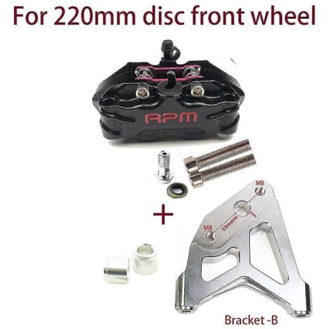 Étrier de frein moto 4 pistons 220-200 mm universel, fixation radiale 82 mm pour moto tout-terrain/pitbike Dio PCX125 LTZ400 - Noir B 220