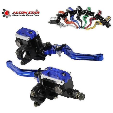 Alconstar - Maître-cylindre de frein et d'embrayage, levier de guidon hydraulique pour moto, 22 mm, compatible Honda, Yamaha et Kawasaki - Rouge, gauche (1/5)