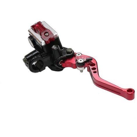Levier de réservoir de maître-cylindre de frein et d'embrayage hydraulique Alconstar 7/8" pour motos Harley, Honda, Yamaha, Kawasaki et Suzuki - rouge, côté droit (1/5)