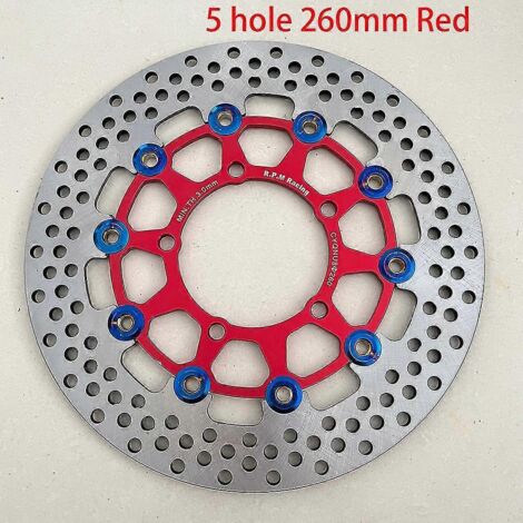 Disques de frein flottants universels en alliage d'aluminium pour moto, diamètre extérieur 200 mm/220 mm/245 mm/260 mm, plaquettes de frein à refroidissement rapide - Rouge 260 mm (1/5)