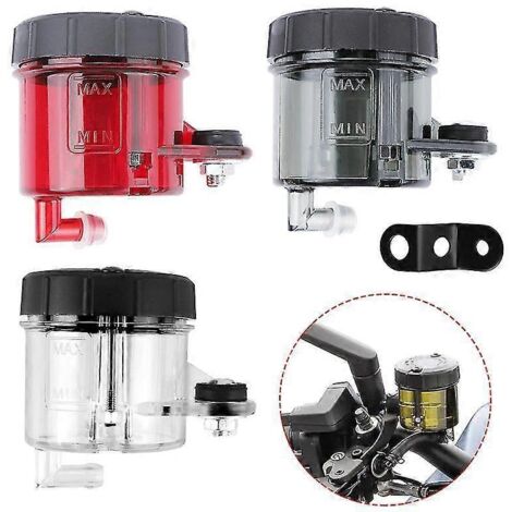 Réservoir de liquide de frein et d'embrayage avant pour moto Honda, Kawasaki, Suzuki et Yamaha avec support - Coque rouge (1/5)