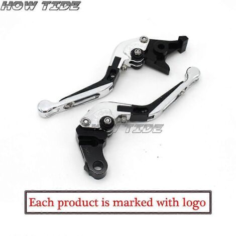Logo laser pour Kawasaki Z750 (sauf modèle Z750s) 2004-2006, levier de frein et d'embrayage pliable et extensible CNC - Argent et noir (1/5)