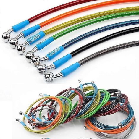 Tuyau d'huile hydraulique renforcé universel 550 mm à 2200 mm pour moto, quad, dirt bike et course - Orange 96 cm (1/5)