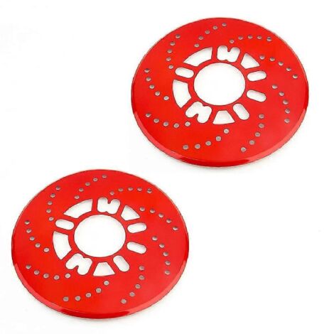 Lot de 2 cache-disques de freins à tambour 14 pouces, décoratifs, en aluminium, anti-poussière, pour roues arrière de voiture, universels - Rouge (1/5)