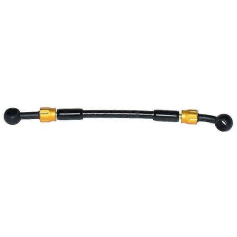 Durite de frein universelle 18 cm pour moto, renforcée hydrauliquement en acier inoxydable tressé, compatible quad, dirt bike, pit bike. Disponible en 4 couleurs, dont jaune. (1/5)