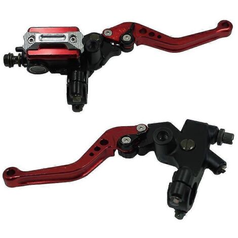 Paire de leviers de maître-cylindre d'embrayage et de frein universels 7/8" (22 mm) pour moto, scooter, moto tout-terrain - Rouge 1 (1/5)