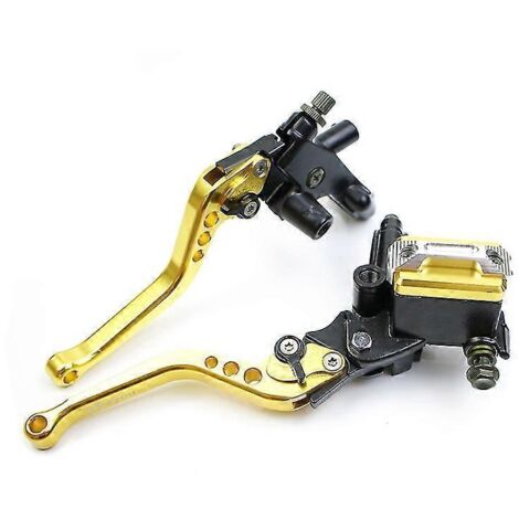 Levier de frein et d'embrayage Moto 22 mm, réservoir de pompe à moto avec point rouge pour MSX125, DRZ400SM, Suzuki GSR400, BWS125, CRF450, Yamaha R6 CF, Vespa CT70 - Jaune (1/5)