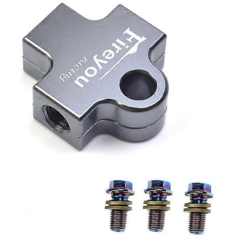 Raccord en T pour flexible de frein hydraulique, compatible avec les systèmes de freinage de motos, quads et mini-motos (gris). (1/5)