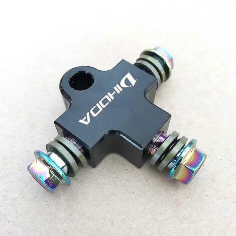 Raccord en T pour tuyau de frein hydraulique de moto, compatible avec les systèmes de freinage des motos tout-terrain et quads (adaptateur 3 voies) - Noir (1/5)