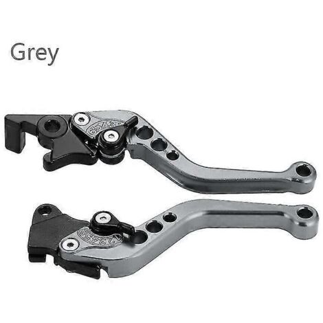 Poignées de frein et d'embrayage universelles en alliage gris pour moto (1 paire), usinées CNC. (1/5)