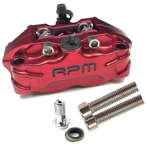 Étrier de frein moto 4 pistons 220-200 mm universel, fixation radiale 82 mm pour moto tout-terrain/pitbike Dio PCX125 LTZ400 - Rouge (1/5)