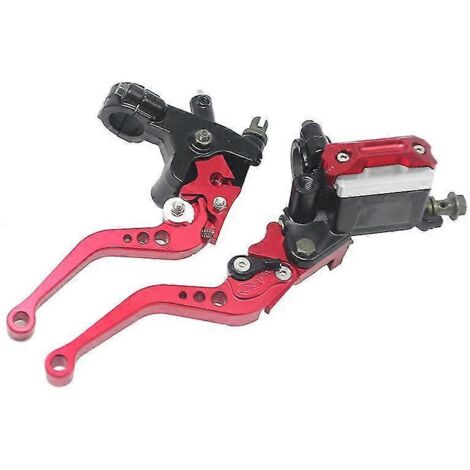 Levier de maître-cylindre de frein et d'embrayage hydraulique Alconstar 7/8" pour motos Harley, Honda, Yamaha, Kawasaki et Suzuki - kit rouge (1/5)