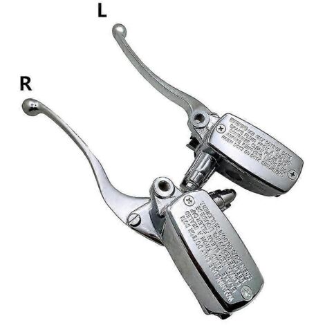 Levier de maître-cylindre de frein et d'embrayage universel chromé 1" pour moto, côté gauche, compatible Honda VTX 1300/1800 et Suzuki Intruder (côté gauche). (1/5)
