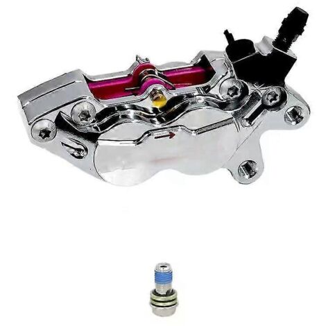 Étrier de frein axial universel pour moto, fixation 40 mm, 4 pistons, compatible Honda, Yamaha, Kawasaki et Suzuki - finition chromée argent R (1/5)