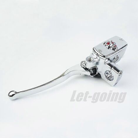 Levier de maître-cylindre de frein et d'embrayage chromé pour moto Honda CB400F/CB400SF/CB400/CB500/CBF500/CBF600/NC700, argent - Tête de mort, côté gauche. (1/5)