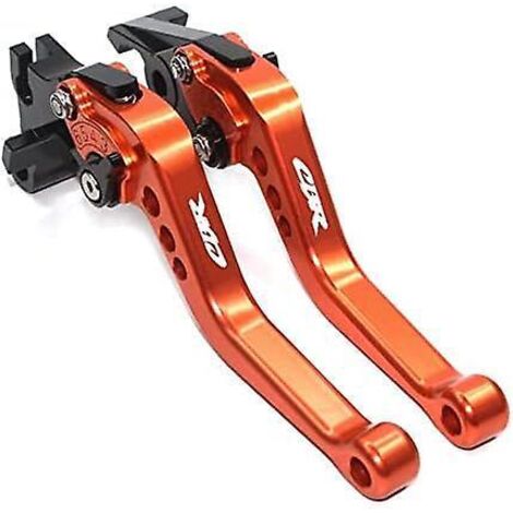 Leviers de frein et d'embrayage réglables pour CBR 600 F2, F3, F4, F4i (1991-2007), en aluminium et titane usinés CNC, couleur orange. (1/5)