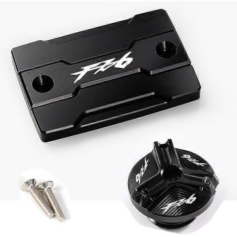 Accessoires de protection pour bouchon de réservoir de liquide de frein avant et bouchon de remplissage moteur pour motos Yamaha FZ6, FZ-6, ZF6N, FZ6R, FZ6S et Fazer : ensemble noir. (1/4)