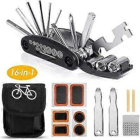 Accessoire vélo 16 en 1 Outils multifonctions de réparation de vélo Kit de réparation de vélo complet en métal (1/4)