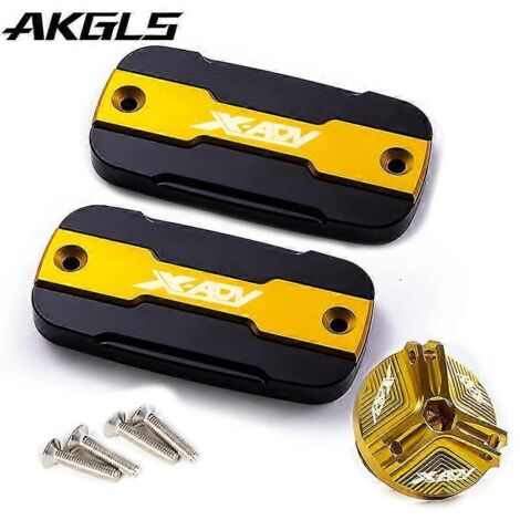 Bouchon de réservoir de liquide de frein avant + bouchon de remplissage pour moto Honda X-Adv 750, X-Adv 300, 750 et 1000 (2017-2022) - Kit doré (1/4)