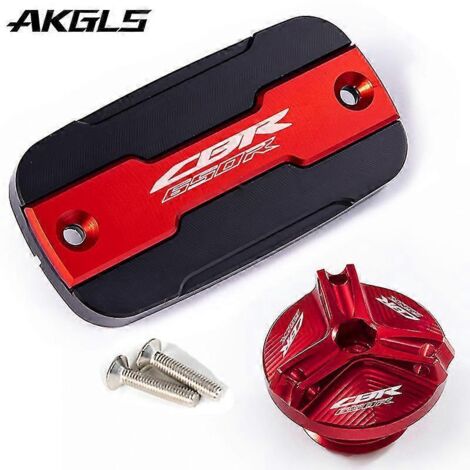 Accessoires de protection pour le bouchon du réservoir de liquide de frein avant et l'orifice de remplissage des motos Honda CB650R et CBR650R (kit rouge). (1/5)