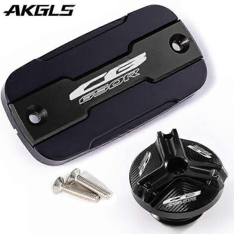 Bouchon de réservoir de liquide de frein avant et protection de l'orifice de remplissage pour moto Honda CB650R CBR650R CBR 650R CB 650R - Kit CB noir (1/5)