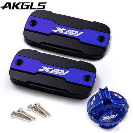 Bouchon de réservoir de liquide de frein avant + bouchon de remplissage pour moto Honda X-Adv 750, X-Adv 300, 750 et 1000 (2017-2022) - Kit bleu (1/4)