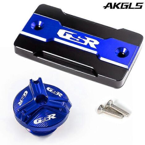 Accessoires pour motos Suzuki GSR 750, 400 et 600 : bouchon de réservoir de carburant et bouchon de remplissage d'huile moteur (GSR-A, bleu). (1/4)