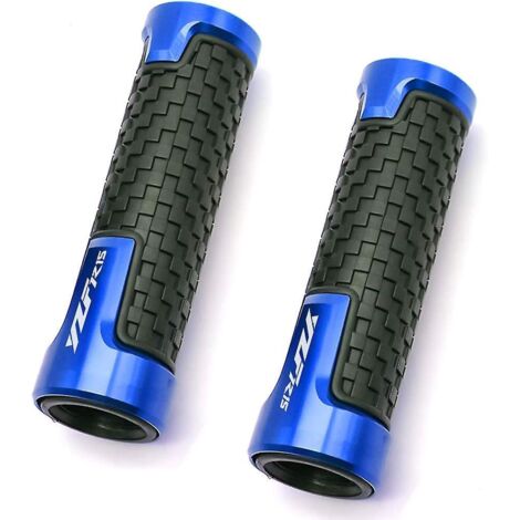 Poignées de guidon pour Yamaha YZF R15 (2008-2018) - 22 mm (7/8") - Accessoires moto (titane) - Bleu (1/3)