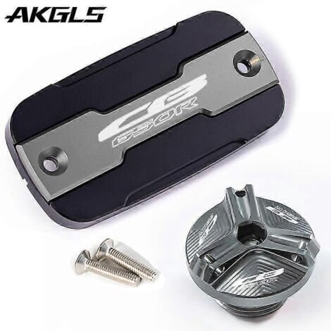 Bouchon de réservoir de liquide de frein avant et protection de l'orifice de remplissage pour moto Honda CB650R CBR650R CBR 650R CB 650R - Kit en titane (1/5)