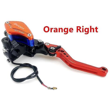 Poignée hydraulique pour moto (piston 7/8" 22 mm, maître-cylindre d'embrayage et de frein 14 mm) - Compatible Honda, Kawasaki, Suzuki et Yamaha - Orange droit (1/5)