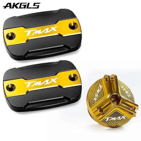 Accessoires moto Yamaha T-Max 500, T-Max 530, SX, DX 560, Tech Max : couvercle de réservoir d'huile de frein avant (lot de 1) couleur or. (1/5)
