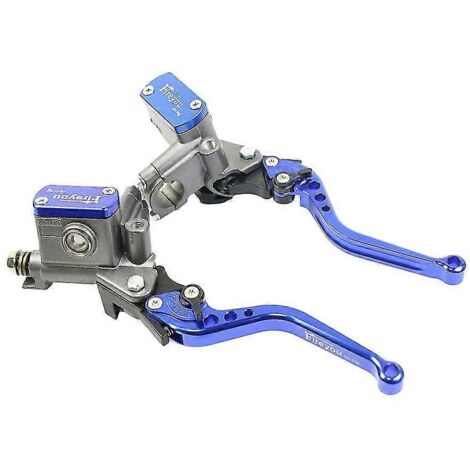 Maître-cylindre universel pour moto, piston 14 mm, levier de frein et d'embrayage hydraulique 22 mm, compatible Honda, Yamaha, Kawasaki et Suzuki (bleu). (1/5)