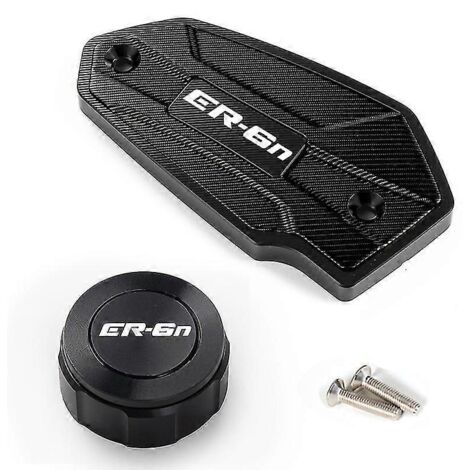Accessoires pour motos Kawasaki ER6N (2009-2014) : bouchons de réservoir et de remplissage de liquide de frein avant et arrière – Jeu noir (1/4)