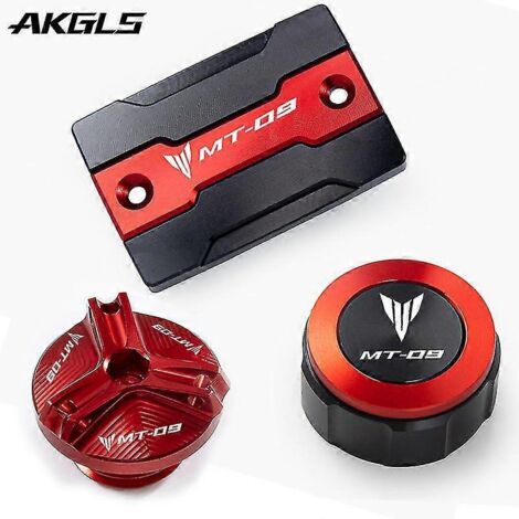 Accessoires pour moto Yamaha MT-09 (MT 09, MT 09, MT-09 SP 2021, 2014-2020, 2022) : bouchons de réservoir de frein avant et arrière et bouchon de remplissage d'huile moteur - MT-09 (kit rouge) (1/4)
