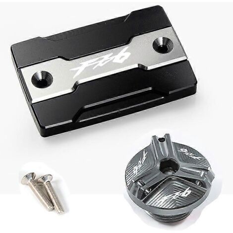 Accessoires de protection pour le bouchon du réservoir de liquide de frein avant et le bouchon de remplissage du moteur des motos Yamaha FZ6, FZ-6, ZF6N, FZ6R, FZ6S et Fazer : ensemble gris (1/4)