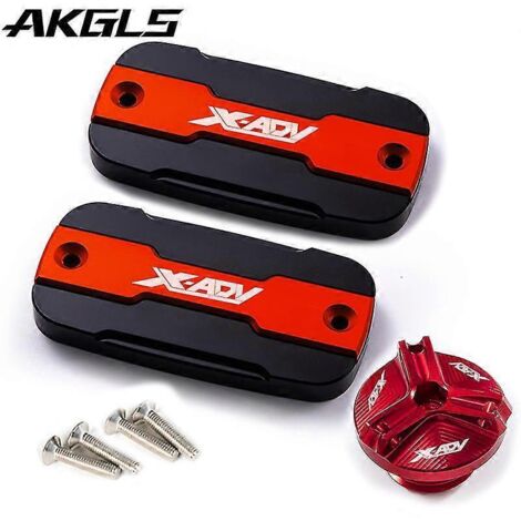 Bouchon de réservoir de liquide de frein avant + bouchon de remplissage pour moto Honda X-Adv 750, X-Adv 300, 750 et 1000 (2017-2022) - Kit rouge (1/4)