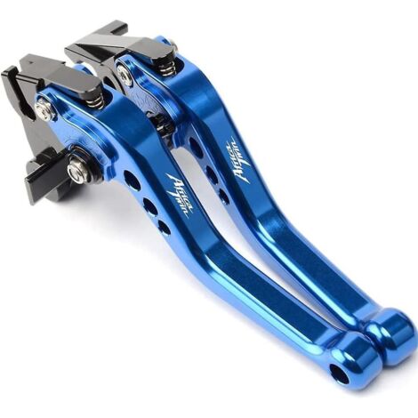 Levier de frein et d'embrayage court réglable 6 positions en alliage d'aluminium usiné CNC pour Honda Africa Twin CRF1000L/CRF1100L (doré) - Bleu (1/5)