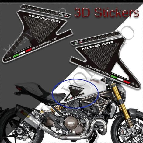 Autocollants 3D pour moto Ducati Monster 1200 SR 1200s : protection de réservoir, poignées, autocollants, kit de protection pour les genoux et les genoux - Monster 1200 (1/5)