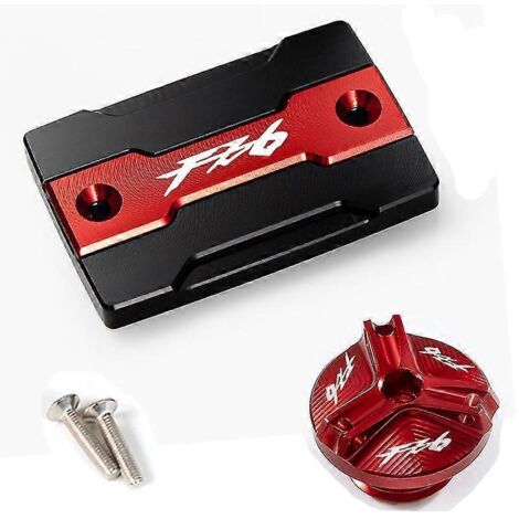Accessoires de protection pour le bouchon du réservoir de liquide de frein avant et le bouchon de remplissage du moteur des motos Yamaha FZ6, FZ-6, ZF6N, FZ6R, FZ6S et Fazer : un ensemble rouge (1/4)