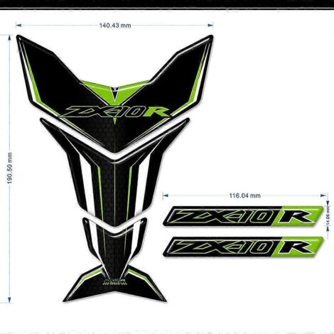Autocollants pour Kawasaki Ninja ZX-10R (2015-2020) : protection de réservoir, carénage, emblème, logo (vert). (1/5)