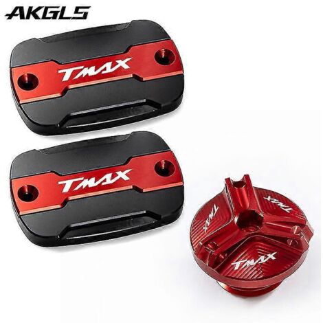 Accessoires moto pour Yamaha T-Max 500, T-Max 530, SX, DX, 560 Tech Max : couvercle de réservoir d'huile de frein avant (rouge) – Jeu complet (1/4)