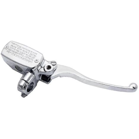 Maître-cylindre de frein hydraulique avant 7/8" (22 mm) pour moto, argenté, avec levier de frein à disque universel gauche/droite et contacteur de frein M10 (droit). (1/5)