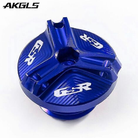 Accessoires pour motos Suzuki GSR 750, 400 et 600 : bouchon de réservoir d'essence et bouchon de remplissage d'huile moteur (frein avant) – Bouchon de remplissage d'huile bleu (1/5)