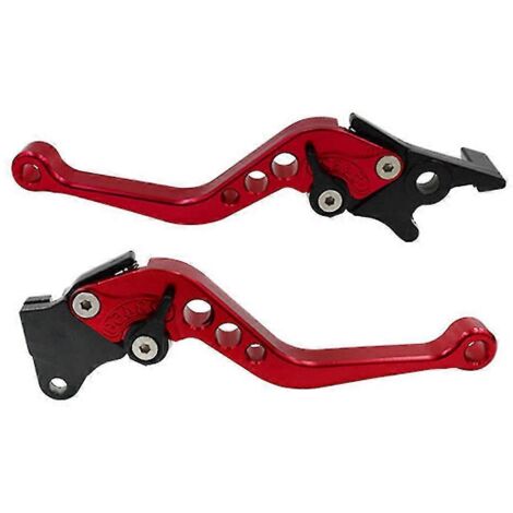 Lot de 2 poignées de frein et d'embrayage de moto en alliage usiné CNC de haute qualité, compatibles avec la modification de motos - Rouge (1/5)