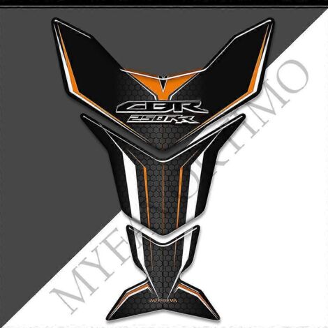 Autocollants pour Honda CBR 250 RR 250RR CBR250RR HRC, kit de protection pour réservoir, carénage Fireblade, garde-boue et protection pour les genoux et le réservoir (motif arête de poisson) - CBR250R (1/5)