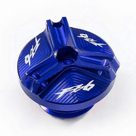 Bouchon de réservoir de liquide de frein avant et bouchon de remplissage d'huile pour moto Yamaha FZ6, FZ-6, ZF6N, FZ6R, FZ6S et Fazer : accessoires de protection. Bouchon de remplissage d'huile bleu. (1/5)