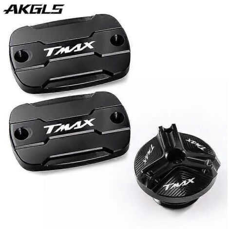 Accessoires moto pour Yamaha T-Max 500, T-Max 530, SX, DX 560 et Tech Max : couvercle de réservoir d'huile de frein avant (noir) – Jeu complet (1/4)